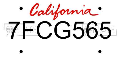 7FCG565 California License Plate