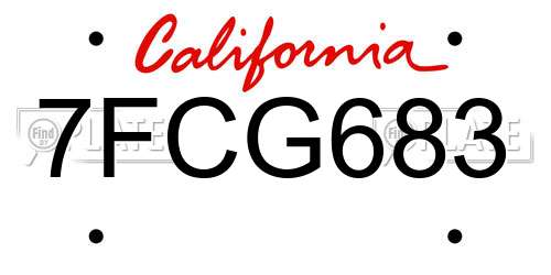 7FCG683 California License Plate