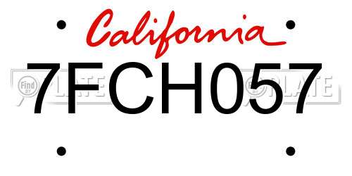 7FCH057 California License Plate
