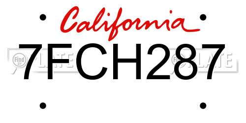 7FCH287 California License Plate