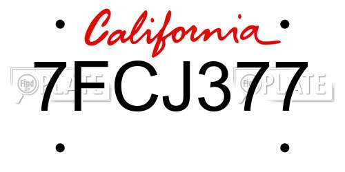 7FCJ377 California License Plate