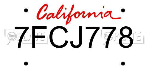 7FCJ778 California License Plate