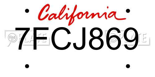 7FCJ869 California License Plate
