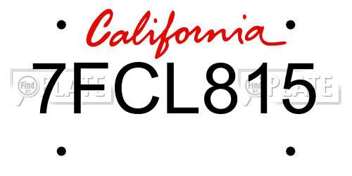7FCL815 California License Plate