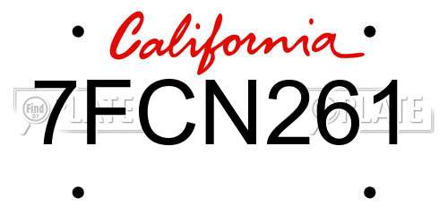7FCN261 California License Plate