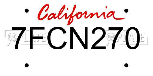 7FCN270 California License Plate