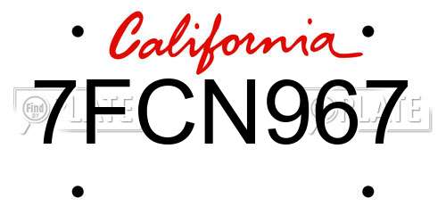 7FCN967 California License Plate