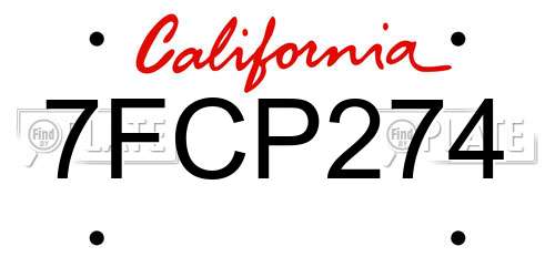 7FCP274 California License Plate