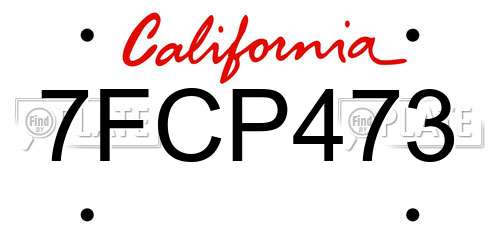 7FCP473 California License Plate