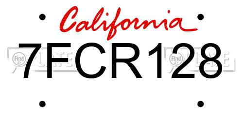 7FCR128 California License Plate