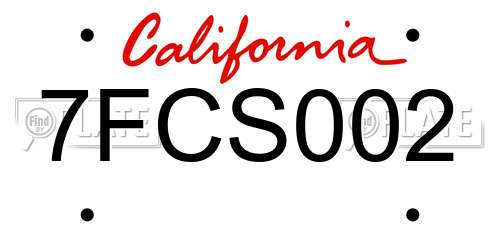 7FCS002 California License Plate