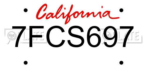 7FCS697 California License Plate