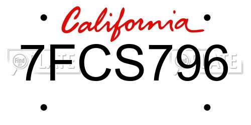 7FCS796 California License Plate