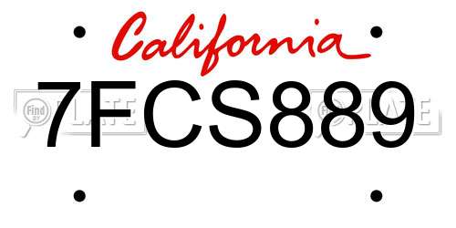 7FCS889 California License Plate