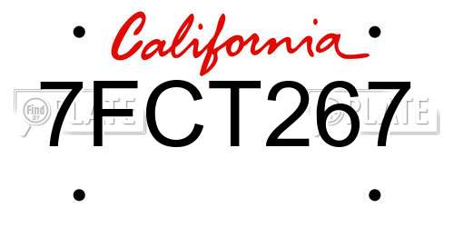 7FCT267 California License Plate
