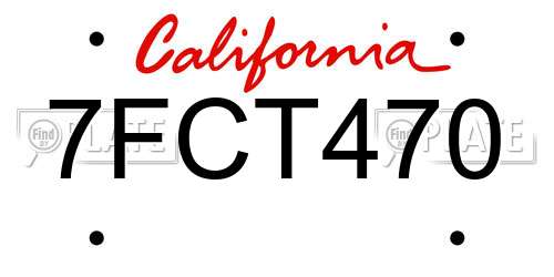 7FCT470 California License Plate