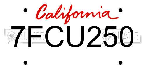 7FCU250 California License Plate
