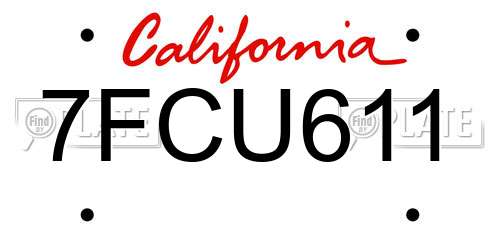 7FCU611 California License Plate