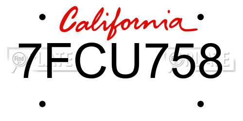 7FCU758 California License Plate