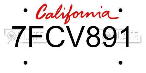 7FCV891 California License Plate