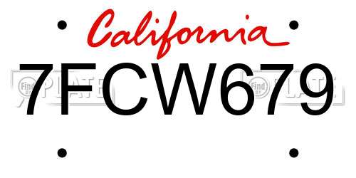 7FCW679 California License Plate