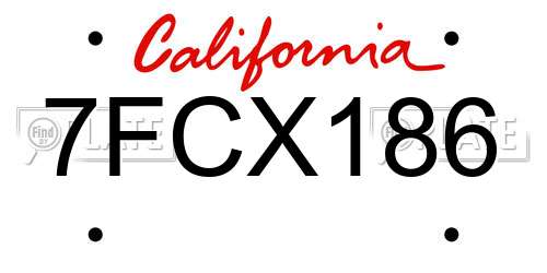 7FCX186 California License Plate