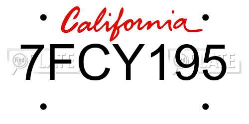 7FCY195 California License Plate