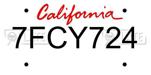 7FCY724 California License Plate