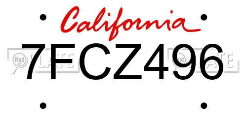 7FCZ496 California License Plate