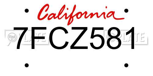 7FCZ581 California License Plate