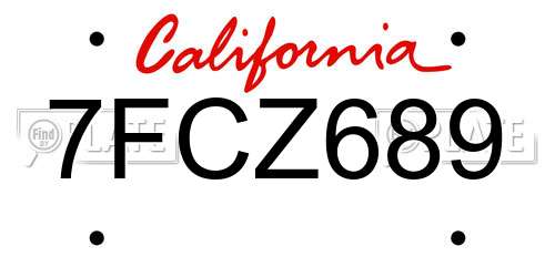 7FCZ689 California License Plate