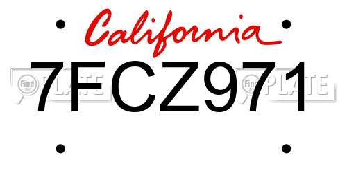 7FCZ971 California License Plate