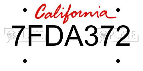 7FDA372 California License Plate