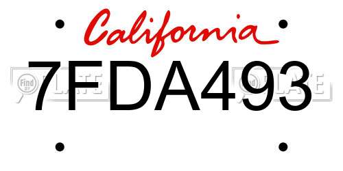 7FDA493 California License Plate