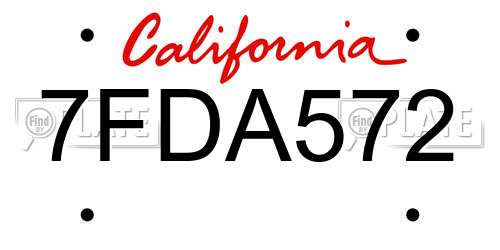 7FDA572 California License Plate