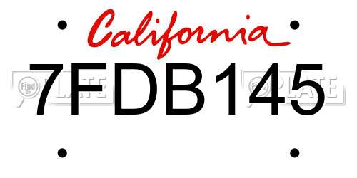 7FDB145 California License Plate