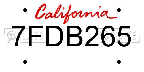 7FDB265 California License Plate