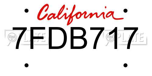 7FDB717 California License Plate