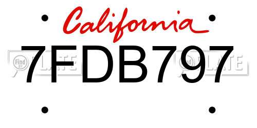 7FDB797 California License Plate