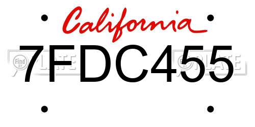 7FDC455 California License Plate