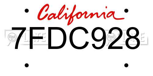 7FDC928 California License Plate