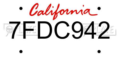 7FDC942 California License Plate