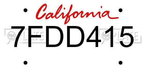 7FDD415 California License Plate