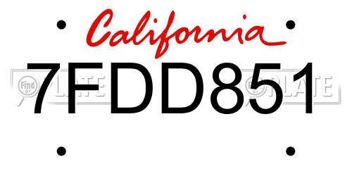 7FDD851 California License Plate