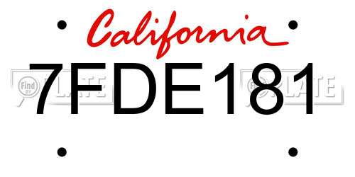 7FDE181 California License Plate
