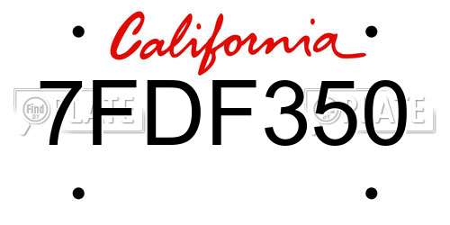 7FDF350 California License Plate