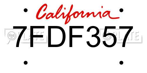 7FDF357 California License Plate
