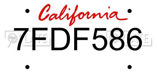 7FDF586 California License Plate