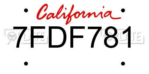 7FDF781 California License Plate