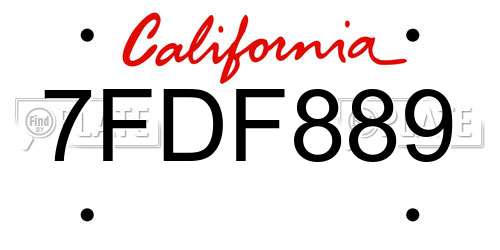 7FDF889 California License Plate